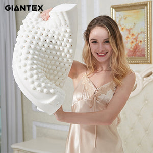 GIANTEX 50x30cm Natural Latex Pillow Sleeping Bedding Cervical Massage Pillow Health Neck Bonded Head Care Memory Pillow U1169