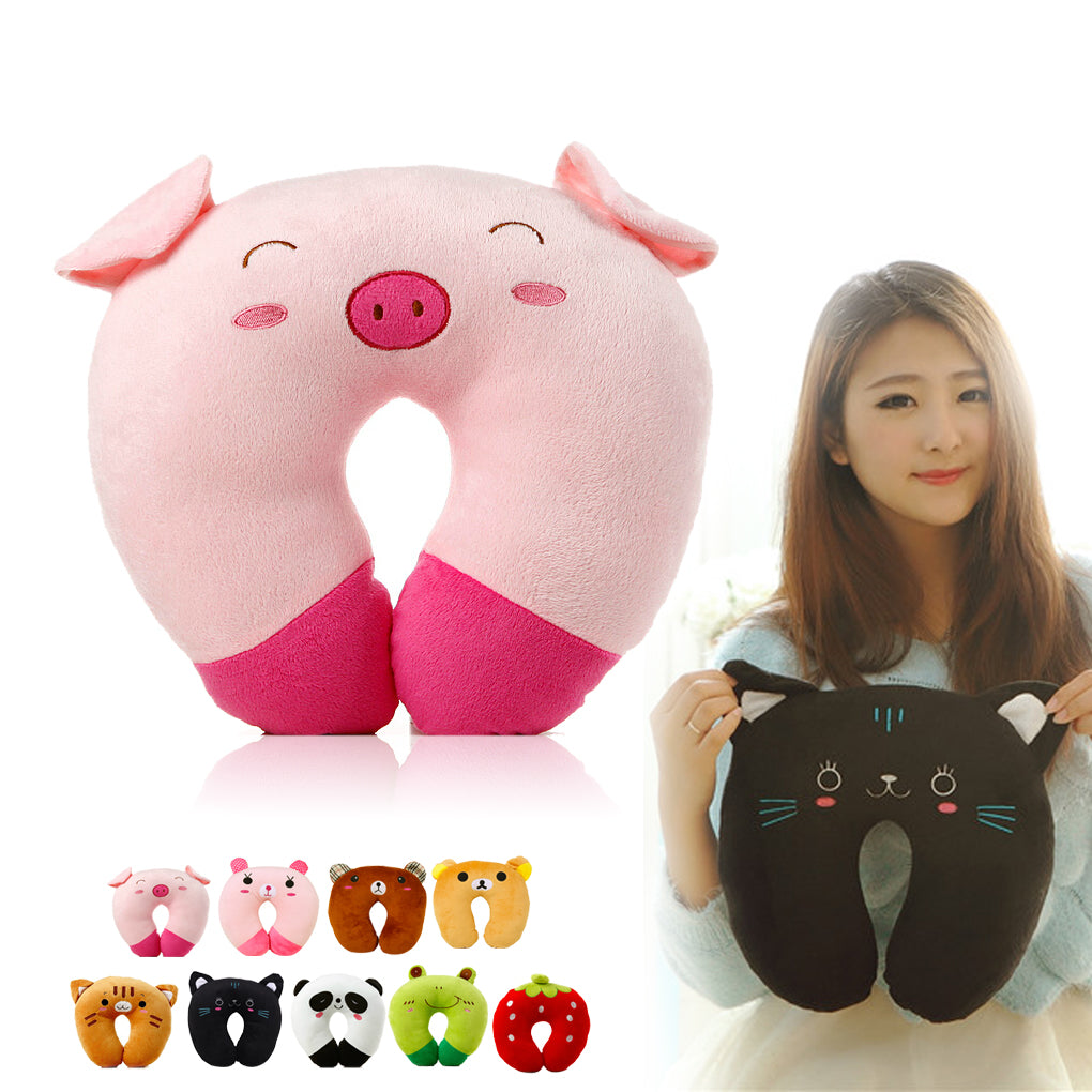 Hot Sale 9 styles U-shaped Plush Pillow Travel Pillow Cartoon Animal Car Headrest Doll