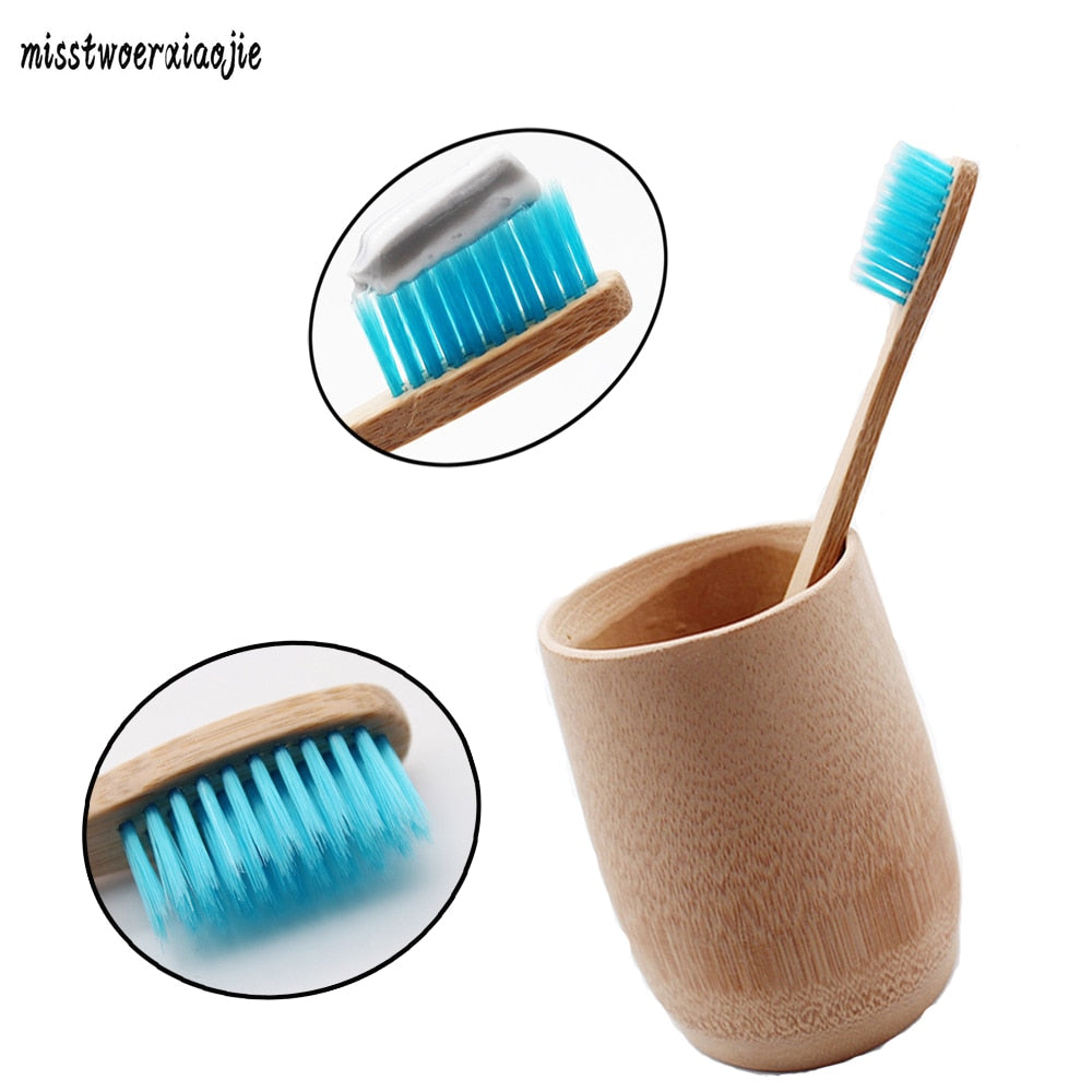 mouth clean Health clear blue brush bamboo toothbrush eco friendly wooden tooth brush fibre soft brush Adult travel toothbrush