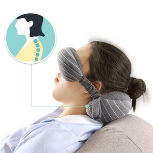 XC USHIO 2019 New 2 in 1 Grey Travel Neck Pillow & Eye Mask & Storage Bag with Handle Portable Comfortable Elegant Hand Washable