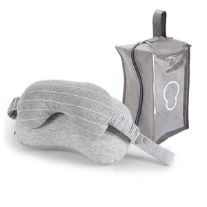 XC USHIO 2019 New 2 in 1 Grey Travel Neck Pillow & Eye Mask & Storage Bag with Handle Portable Comfortable Elegant Hand Washable