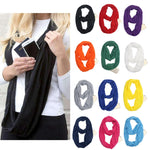 Grandwish Fashion Portable Women Scarf with Zipper Pocket Infinity Scarf All Match Convertible Travel Journey Scaves ,CI007