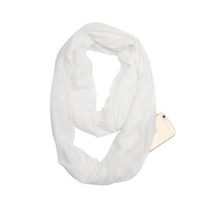Grandwish Fashion Portable Women Scarf with Zipper Pocket Infinity Scarf All Match Convertible Travel Journey Scaves ,CI007