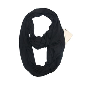 Grandwish Fashion Portable Women Scarf with Zipper Pocket Infinity Scarf All Match Convertible Travel Journey Scaves ,CI007