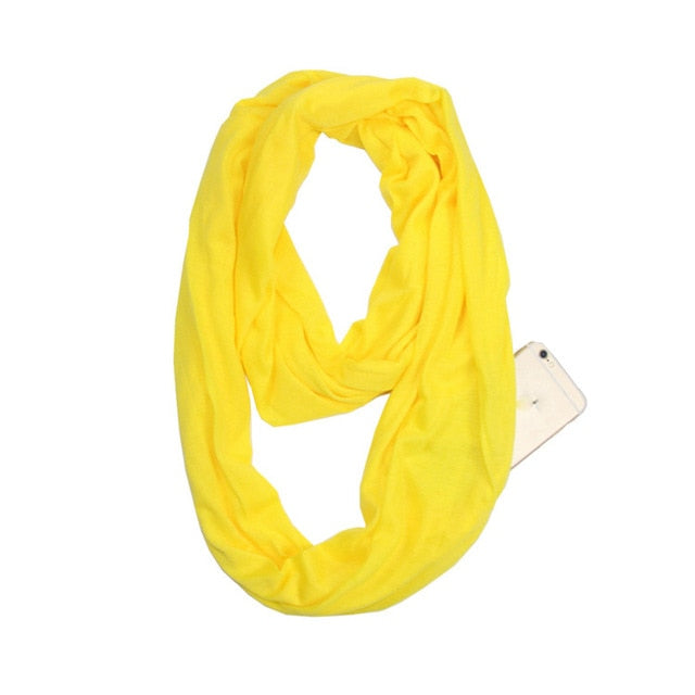 Grandwish Fashion Portable Women Scarf with Zipper Pocket Infinity Scarf All Match Convertible Travel Journey Scaves ,CI007