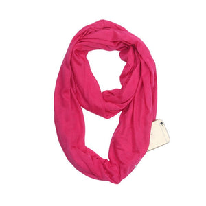 Grandwish Fashion Portable Women Scarf with Zipper Pocket Infinity Scarf All Match Convertible Travel Journey Scaves ,CI007