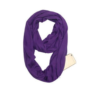 Grandwish Fashion Portable Women Scarf with Zipper Pocket Infinity Scarf All Match Convertible Travel Journey Scaves ,CI007