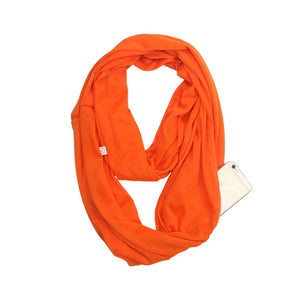 Grandwish Fashion Portable Women Scarf with Zipper Pocket Infinity Scarf All Match Convertible Travel Journey Scaves ,CI007