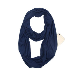 Grandwish Fashion Portable Women Scarf with Zipper Pocket Infinity Scarf All Match Convertible Travel Journey Scaves ,CI007