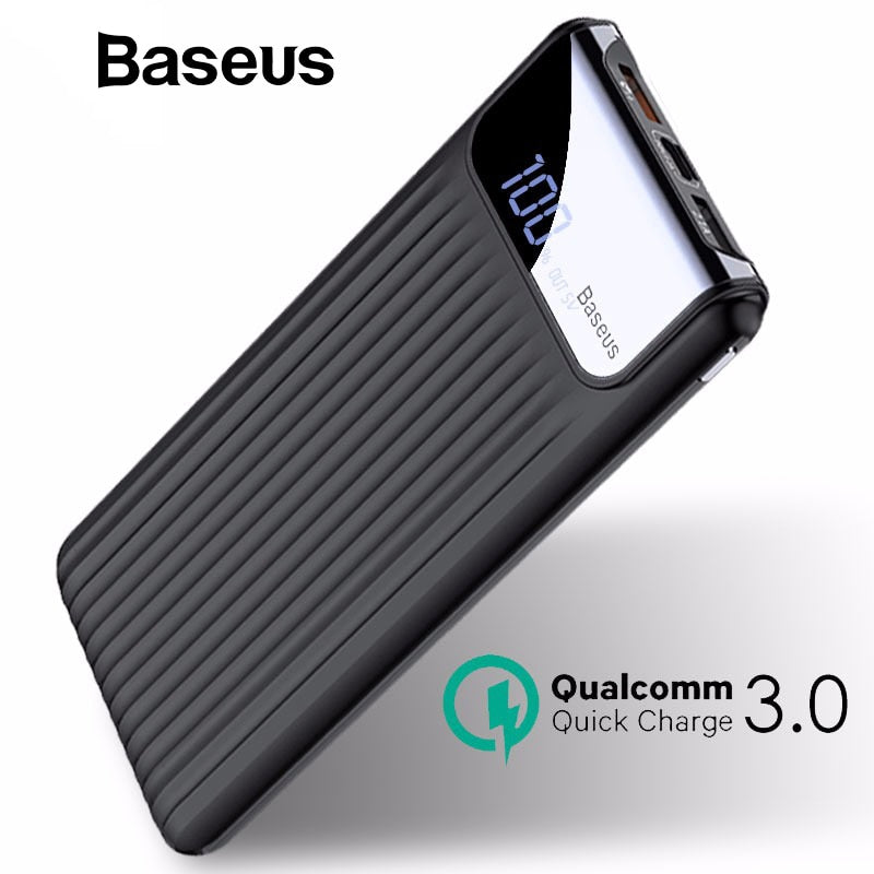 Baseus 10000mAh LCD Quick Charge 3.0 Dual USB Power Bank For iPhone X 8 7 6 Samsung S9 S8 Xiaomi Powerbank Battery Charger QC3.0