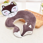 HazyBeauty Lovely Fox Animal Cotton Plush U Shape Neck Pillow Travel Car Home Pillow Nap Pillow Health Care with Eye Mask