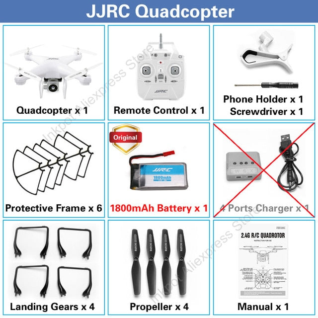 JJRC H68 Professional Drone with Camera 720P HD Wifi FPV RC Quadcopter Helicopter for Kids Toys Gift 20 Minutes Playing Time