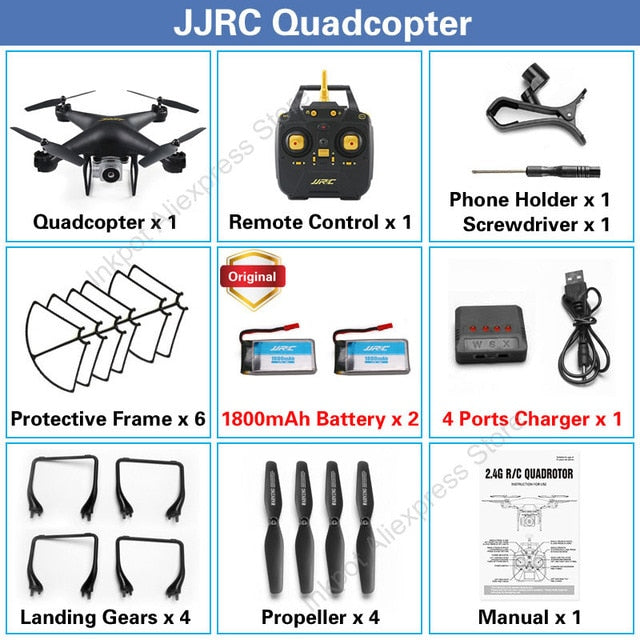 JJRC H68 Professional Drone with Camera 720P HD Wifi FPV RC Quadcopter Helicopter for Kids Toys Gift 20 Minutes Playing Time