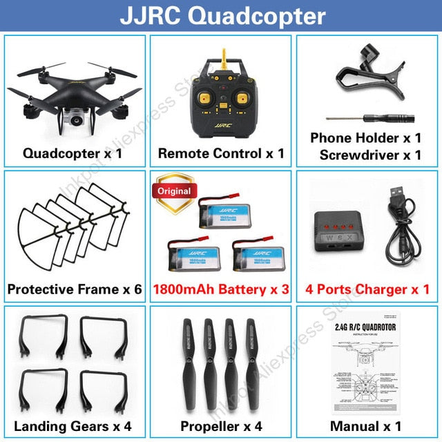 JJRC H68 Professional Drone with Camera 720P HD Wifi FPV RC Quadcopter Helicopter for Kids Toys Gift 20 Minutes Playing Time