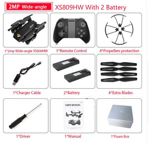 Visuo XS809W XS809HW Quadcopter Mini Foldable Selfie Drone with Wifi FPV 0.3MP/2MP Camera Altitude Hold RC Dron Vs JJRC H47 E58