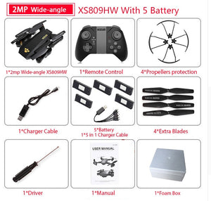 Visuo XS809W XS809HW Quadcopter Mini Foldable Selfie Drone with Wifi FPV 0.3MP/2MP Camera Altitude Hold RC Dron Vs JJRC H47 E58