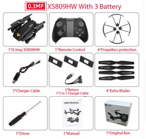 Visuo XS809W XS809HW Quadcopter Mini Foldable Selfie Drone with Wifi FPV 0.3MP/2MP Camera Altitude Hold RC Dron Vs JJRC H47 E58