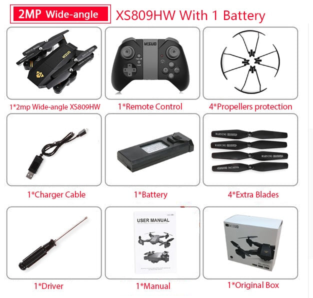 Visuo XS809W XS809HW Quadcopter Mini Foldable Selfie Drone with Wifi FPV 0.3MP/2MP Camera Altitude Hold RC Dron Vs JJRC H47 E58